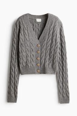 H&M - Women Grey Cable-Knit Cardigan