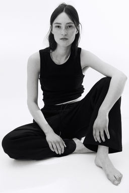 H&M - Women Black Ribbed Vest Top