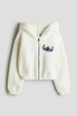 H&M - Girls White Teddy Zip-Through Hoodie