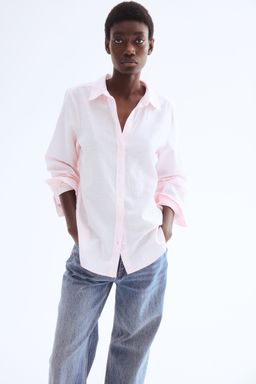 H&M - Women Pink Linen-Blend Shirt