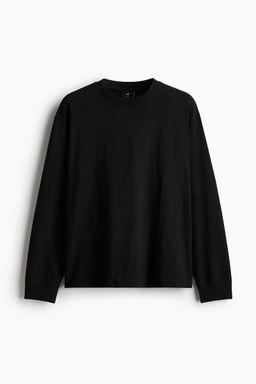 H&M - Men Black Loose Fit Long-Sleeved Jersey Top