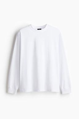 H&M - Men White Loose Fit Long-Sleeved Jersey Top
