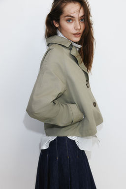 H&M - Women Green Short Trench Coat