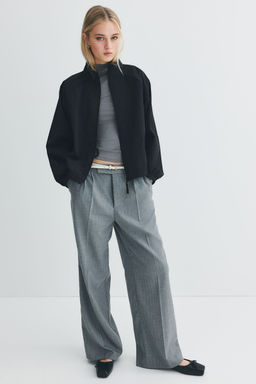 H&M - Women Black Oversized Piping-Detail Track Jacket