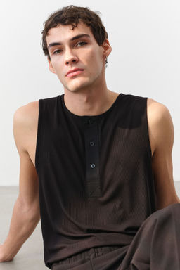 H&M - Men Black Slim Fit Ribbed Vest Top