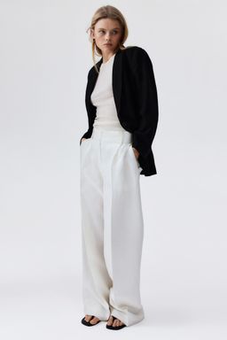 H&M - Women Black Linen-Blend Blazer