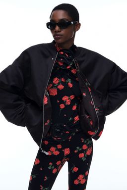 H&M - Women Black Oversized Reversible Bomber Jacket