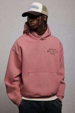 H&M - Men Pink Loose Fit Printed Hoodie