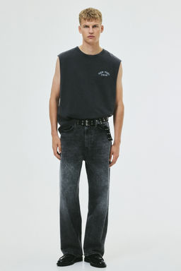 H&M - Men Grey Loose Fit Printed Vest Top