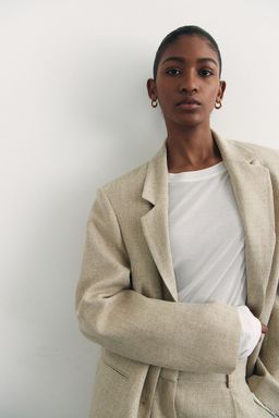 H&M - Women Beige Loose-Fit Blazer