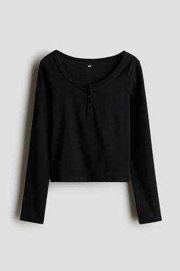 H&M - Girls Black Long-Sleeved Jersey Top
