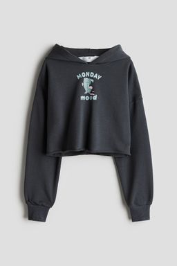 H&M - Girls Grey Cropped Hoodie