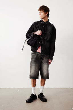 H&M - Men Grey Boxy Fit Denim Shirt