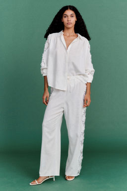 H&M - Women White Lace-Inset Shirt