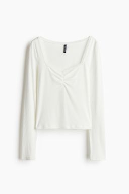 H&M - Women White Lace-Trimmed Ribbed Top