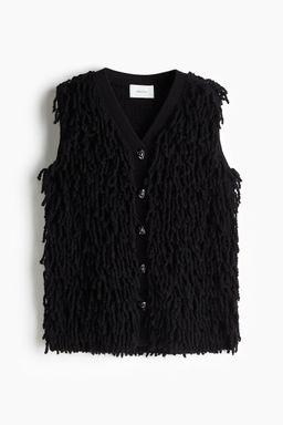 H&M - Women Black Fringed Wool-Blend Sweater Vest