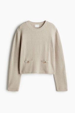 H&M - Women Beige Moss-Knit Jumper