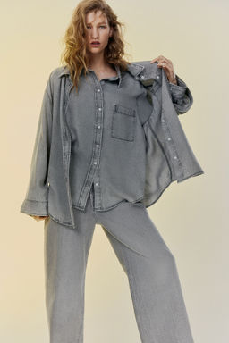H&M - Women Grey Lyocell Denim Shirt
