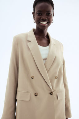 H&M - Women Beige Linen-Blend Blazer