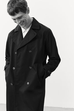 H&M - Men Black Regular Fit Trench Coat