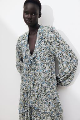 H&M - Women Blue Flounced Maxi Dress