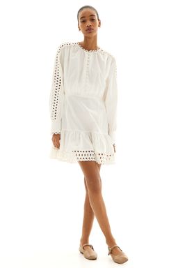 H&M - Women White Embroidery-Detail Poplin Dress