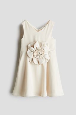 H&M - Girls White Appliqued Satin Dress
