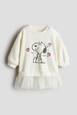 H&M - Girls White Tulle-Skirt Sweatshirt Dress
