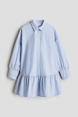 H&M - Girls Blue Cotton Poplin Shirt Dress