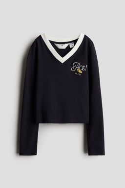 H&M - Girls Blue Embroidery-Detail Top