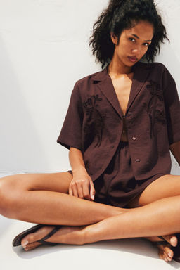 H&M - Women Brown Broderie Anglaise Shirt