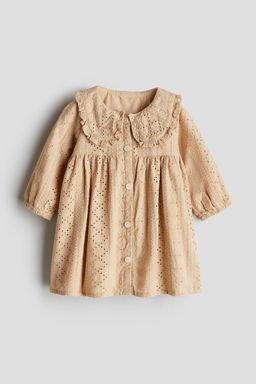 H&M - Girls Beige Broderie Anglaise Cotton Dress