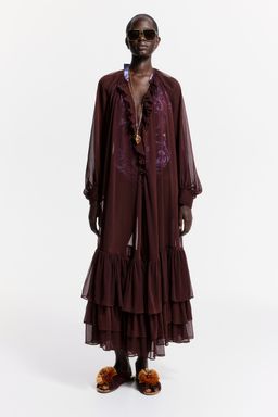 H&M - Women Red Balloon-Sleeved Chiffon Dress