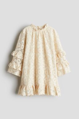 H&M - Girls Beige Frill-Trimmed Lace Dress