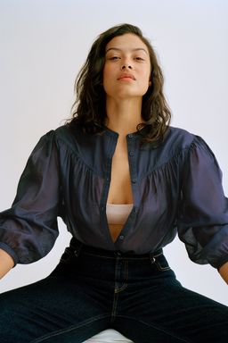 H&M - Women Blue Cotton Blouse