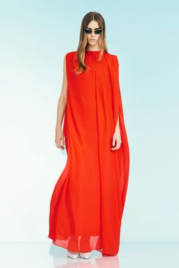 H&M - Women Red Draped Chiffon Dress