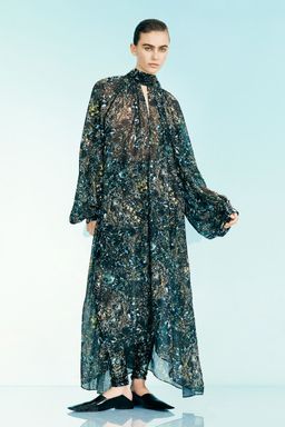 H&M - Women Black Patterned Chiffon Dress