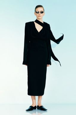 H&M - Women Black Draped Chiffon Blouse