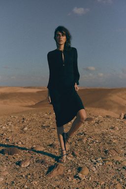 H&M - Women Black Long-Sleeved Midi Dress