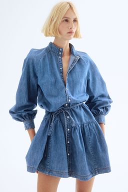 H&M - Women Blue Tie-Belt Denim Dress