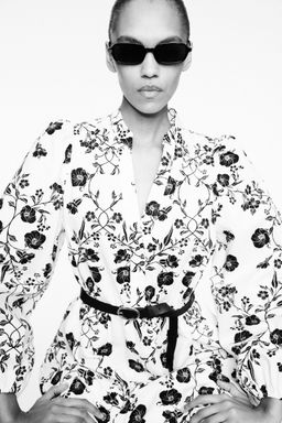 H&M - Women White Belted Bubble-Hem Dress