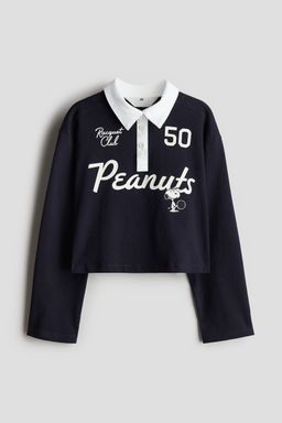 H&M - Girls Blue Cropped Rugby Shirt