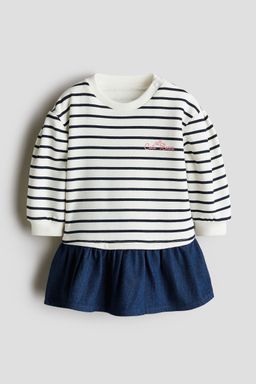 H&M - Girls Blue Denim-Skirt Sweatshirt Dress
