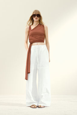 H&M - Women Brown Asymmetric Wrap Top