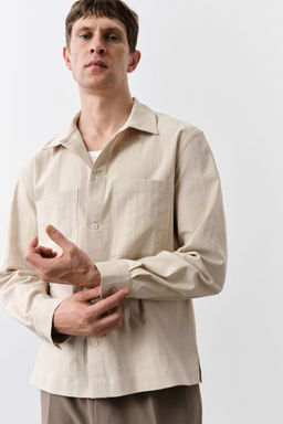 H&M - Men Beige Regular Fit Overshirt