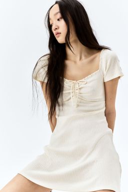 H&M - Women White Lace-Trimmed Flared-Skirt Dress