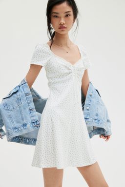 H&M - Women White Lace-Trimmed Flared-Skirt Dress