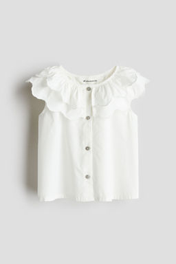 H&M - Girls White Tiered-Collar Cotton Blouse