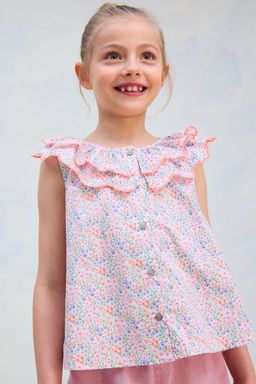 H&M - Girls Multi-Color Tiered-Collar Cotton Blouse