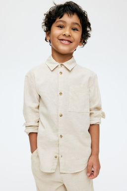 H&M - Boys Beige Linen-Blend Shirt